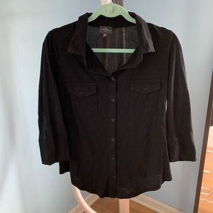 Market & Spruce black 3/4 length button up